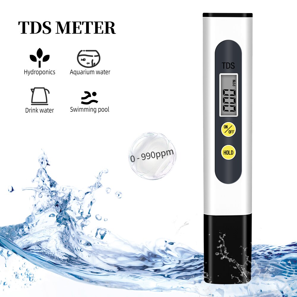 디지털 수질 테스터 TDS 미터 자동 보정 테스터 0-990 Ppm 물 테스트 펜 PH 미터 마시는 수족관 테스터